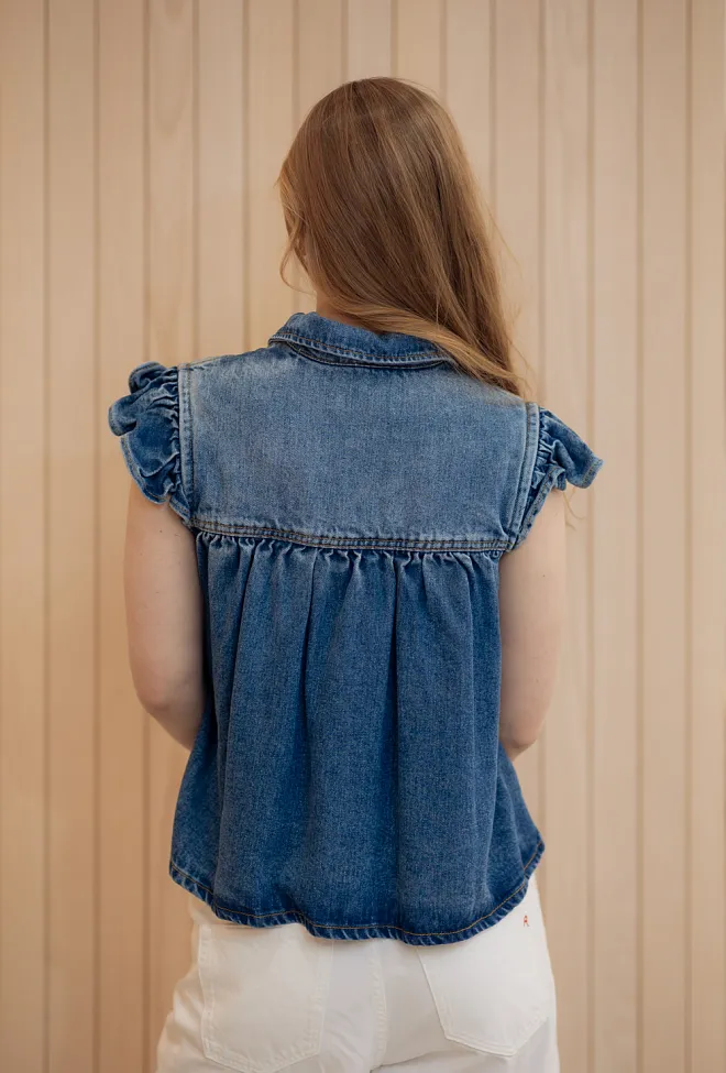 GANNI Light Weight Denim Top Tint Wash denimtopp 6