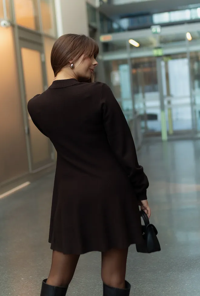 Rotate Slinky Knit Polo Dress Mole kjole 4