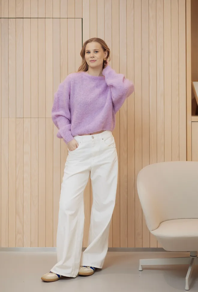 American vintage Niby Sweater Orchid Melange strikk