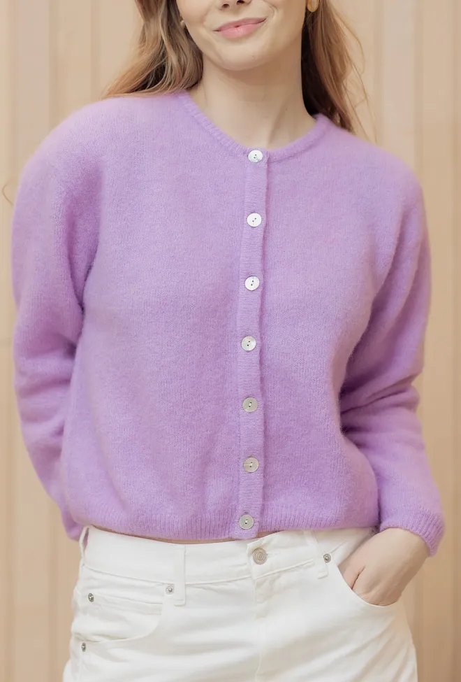 American vintage Vitow Cardigan Lavender Melange strikket jakke 2