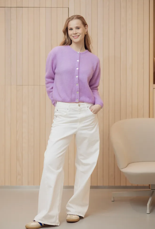 American vintage Vitow Cardigan Lavender Melange strikket jakke 3
