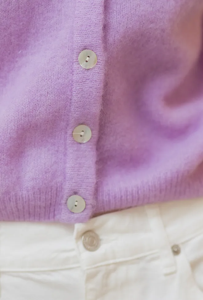 American vintage Vitow Cardigan Lavender Melange strikket jakke 4