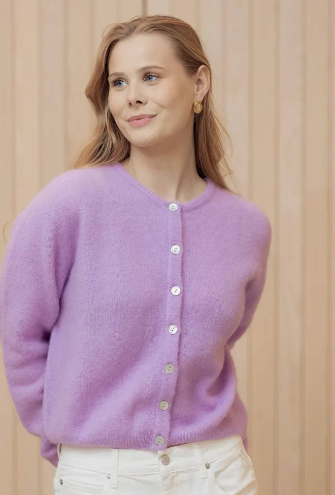 American vintage Vitow Cardigan Lavender Melange strikket jakke