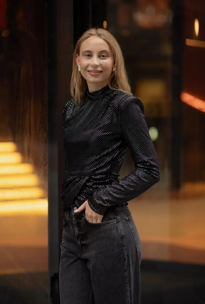 Rotate Velvet Draped Top Black topp 2