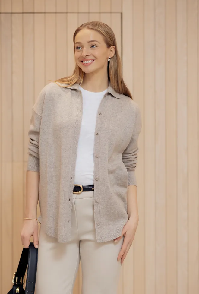 Max Mara Gatti Knitted Blouse 002 Beige cardigan 3