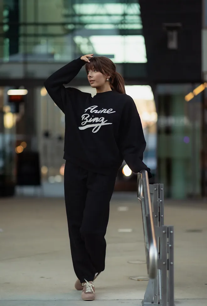 Anine Bing Miles Sweatshirt Chenille Signature Black genser  10