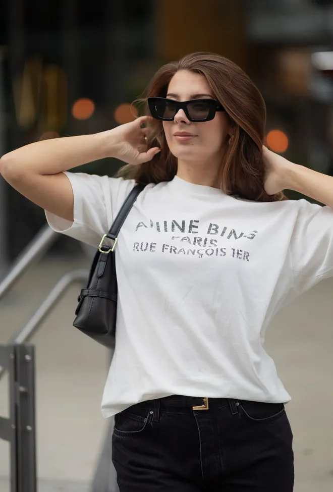 Anine bing Cohen Tee Paris Stencil Ivory t-skjorte 4