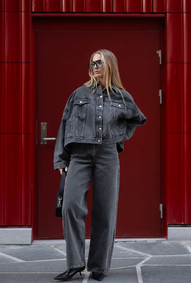 Remain Drapy Back Denim Jacket Frost Gray denimjakke 2
