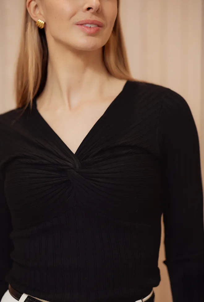 Andiata Polly Rib Knit Black genser 2