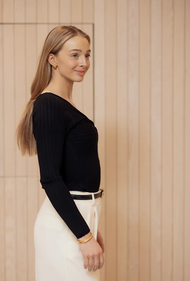 Andiata Polly Rib Knit Black genser 