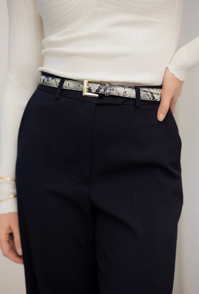 Anine bing Nicola Belt Black And White Snake belte