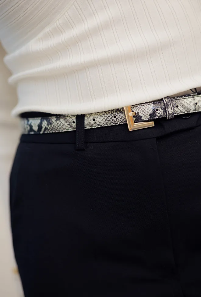Anine bing Nicola Belt Black And White Snake belte 3