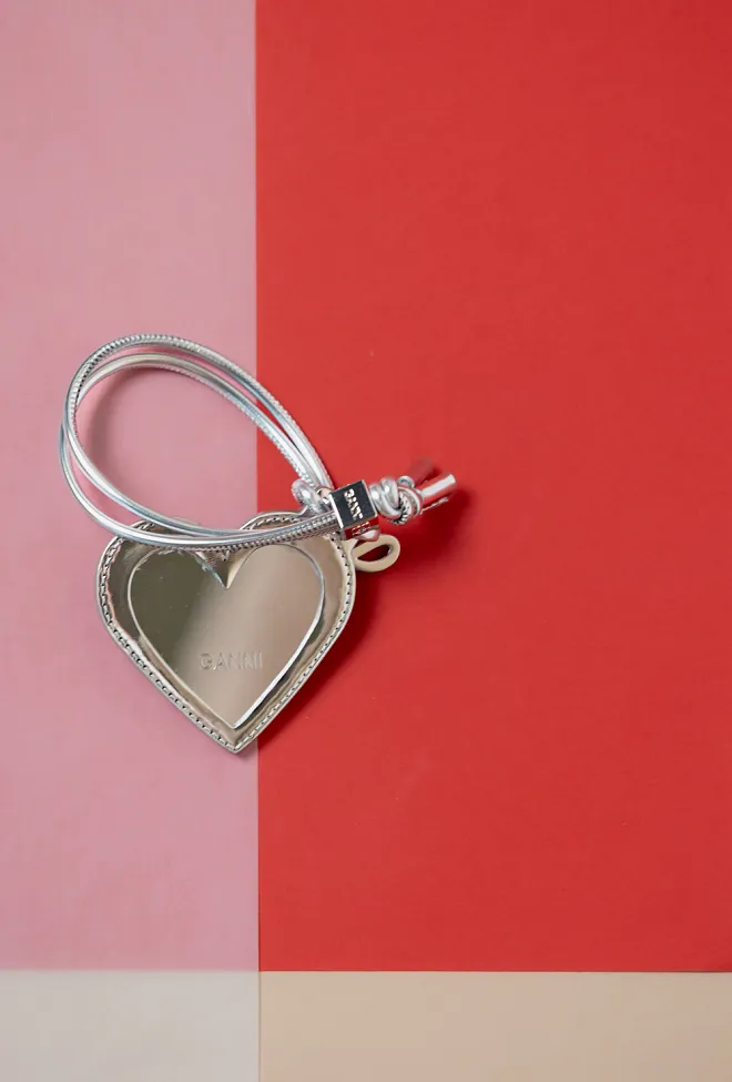 GANNI Ganni Bou Heart Mirror Specchio Silver bag charm 6