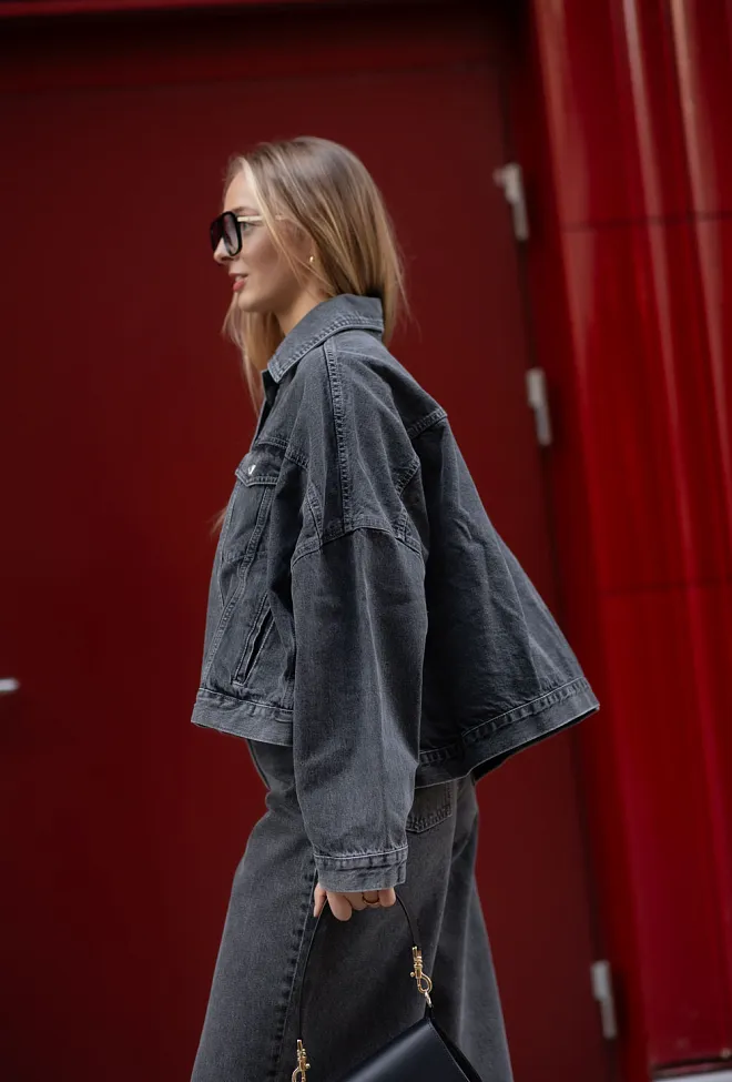 Remain Drapy Back Denim Jacket Frost Gray denimjakke 4