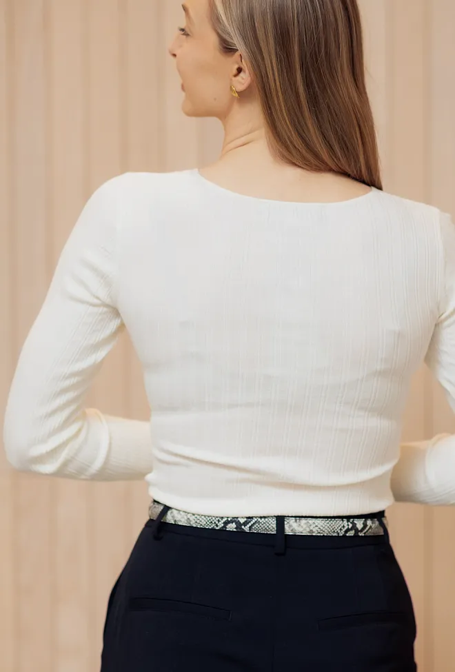 Andiata Polly Rib Knit Chalk White genser 7