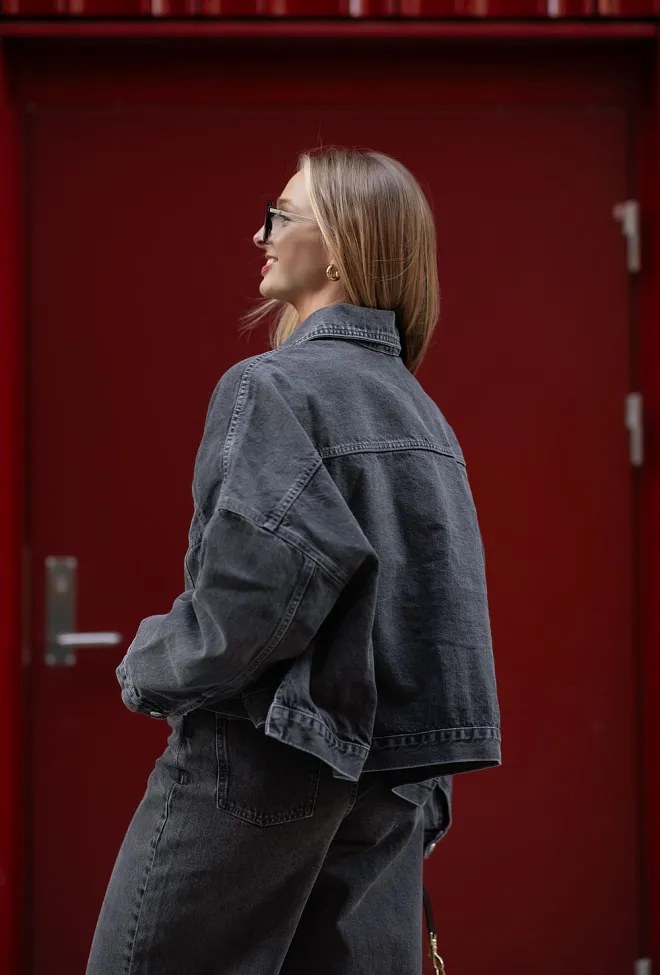 Remain Drapy Back Denim Jacket Frost Gray denimjakke 6