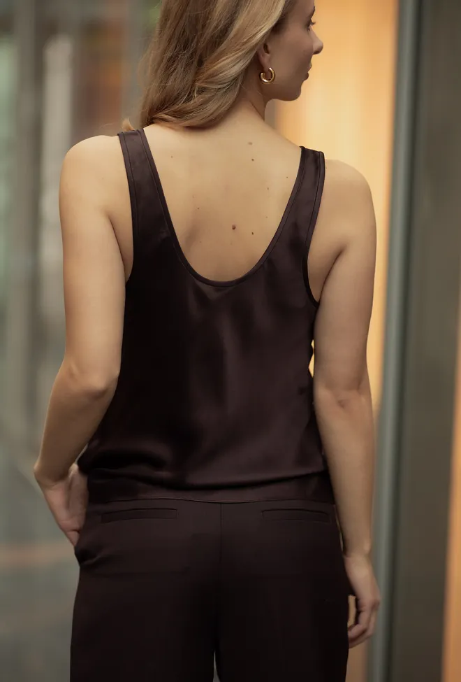 Anine bing Lea Top Deep Brown silketopp 3