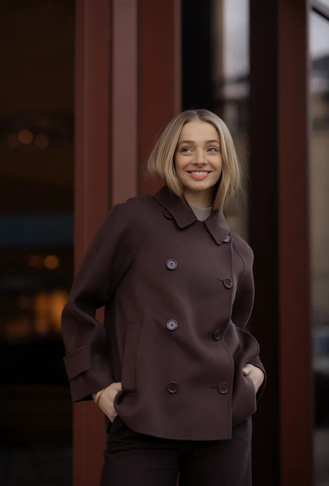 Max Mara Louise Short Coat 071 Brown ulljakke 3