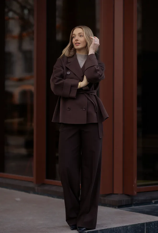 Max Mara Louise Short Coat 071 Brown ulljakke 7