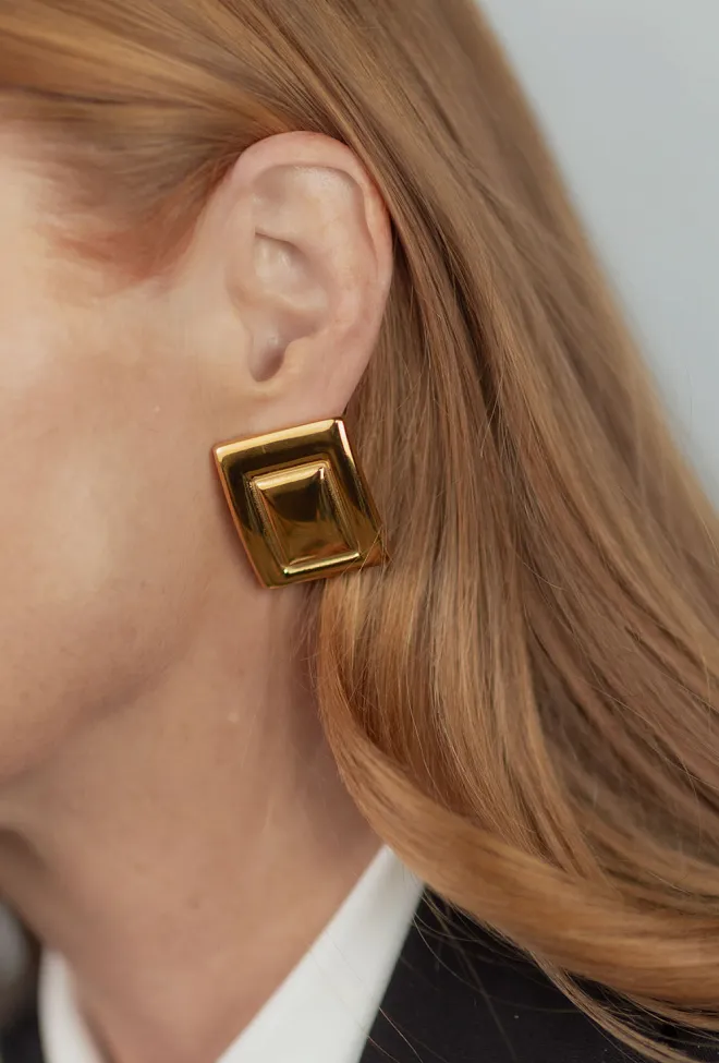 Hiil studio jewelry Rectangle Dome Earrings Gold øredobber