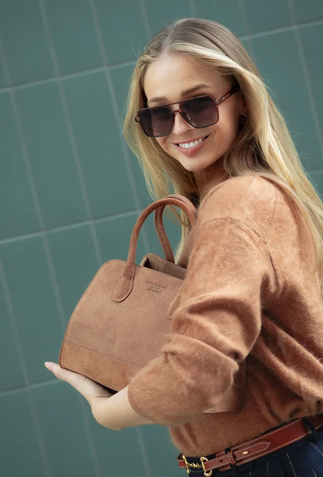 hiil studio x jim rickey tote small suede tan veske 3