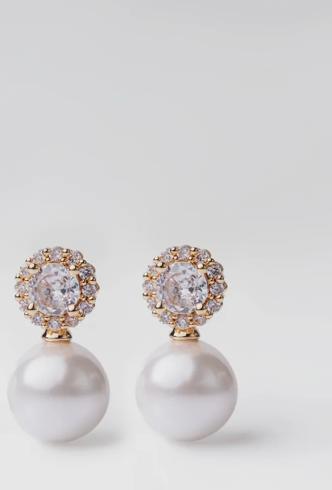 HiiL studio jewelry Vintage Pearl Crystal Earrings Pearl øredobber 3