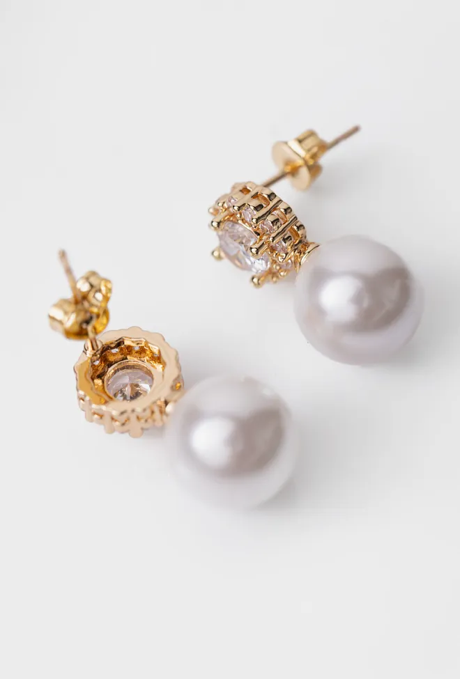 HiiL studio jewelry Vintage Pearl Crystal Earrings Pearl øredobber 2