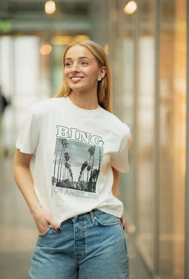 Anine Bing Louis Tee Bing Tour Ivory t-skjorte