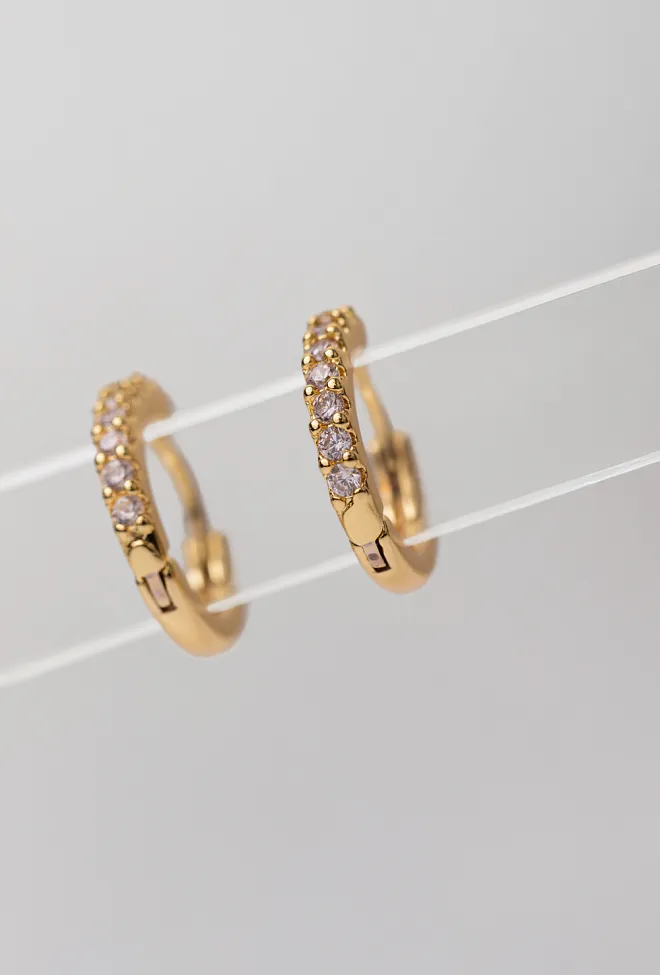 Hiil Studio Jewelry Medium Simple Crystal Hoops Gold øreringer 3