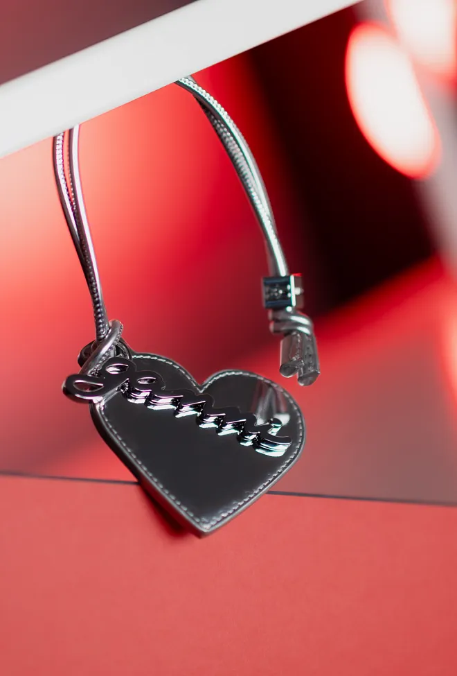 GANNI Ganni Bou Heart Mirror Specchio Silver bag charm 8