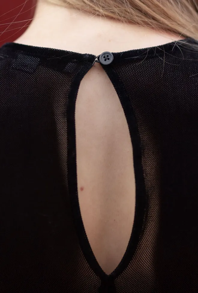 Remain Velvet Mesh Bodysuit Black topp 6