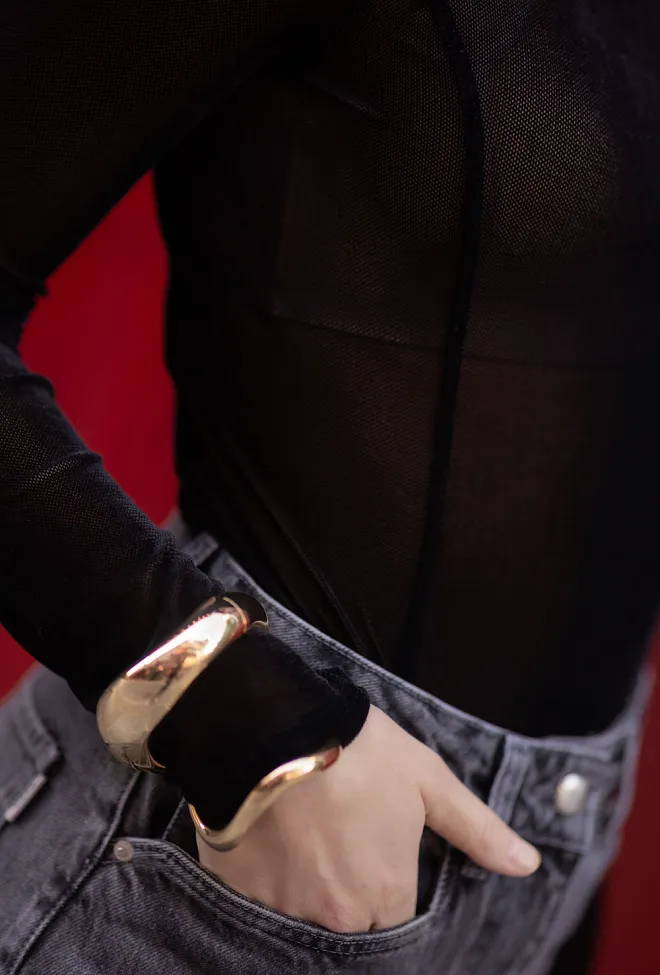 Remain Velvet Mesh Bodysuit Black topp 7