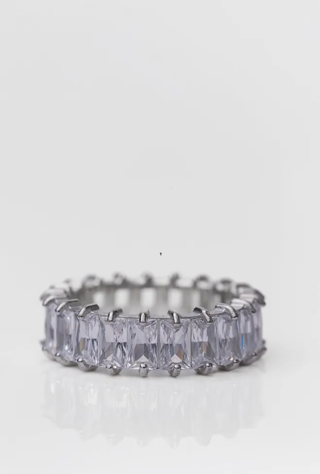 Hiil studio jewelry Crystal Baguette Ring Silver 