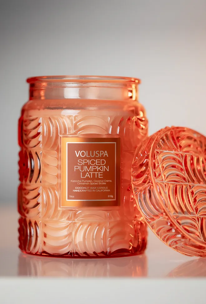 Voluspa Large Glass Jar With Glass Lid Spiced Pumpkin Latte duftlys 5