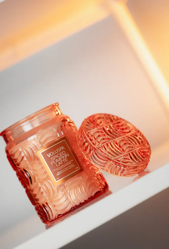 Voluspa Large Glass Jar With Glass Lid Spiced Pumpkin Latte duftlys 4