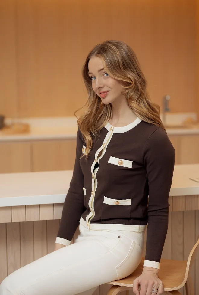 Andiata Charlott Cardigan Mocha & White cardigan 9