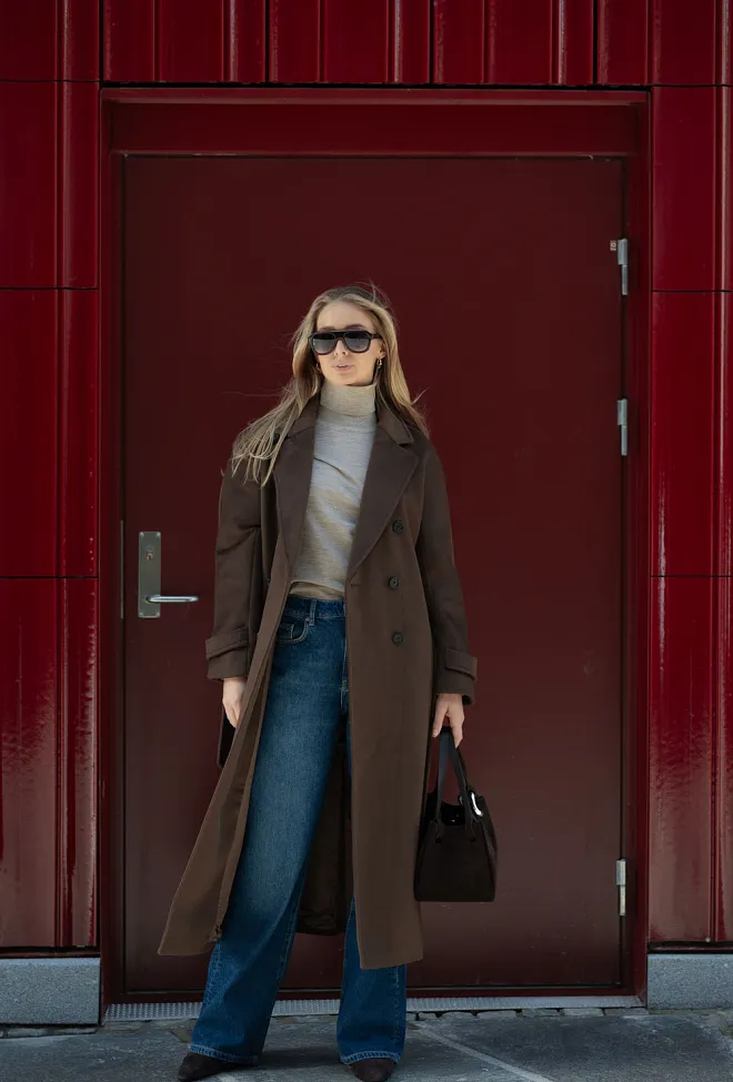 The Product Double Breasted Coat Brown kåpe 2
