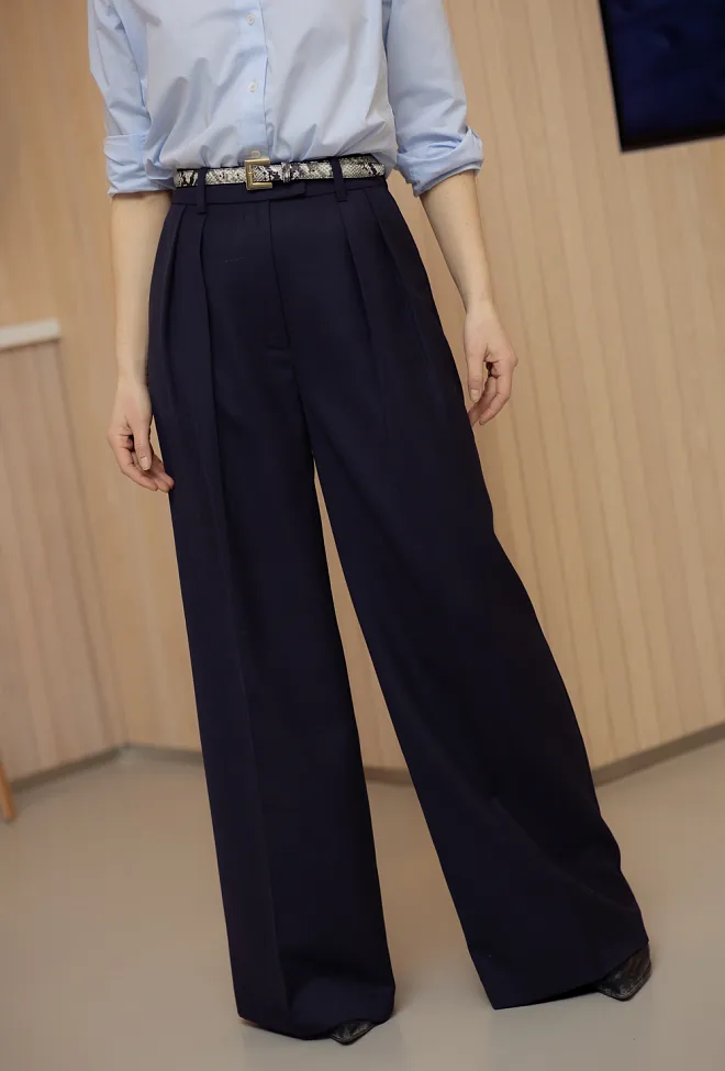 Anine Bing Lou Trouser Midnight Blue bukse dressbukse
