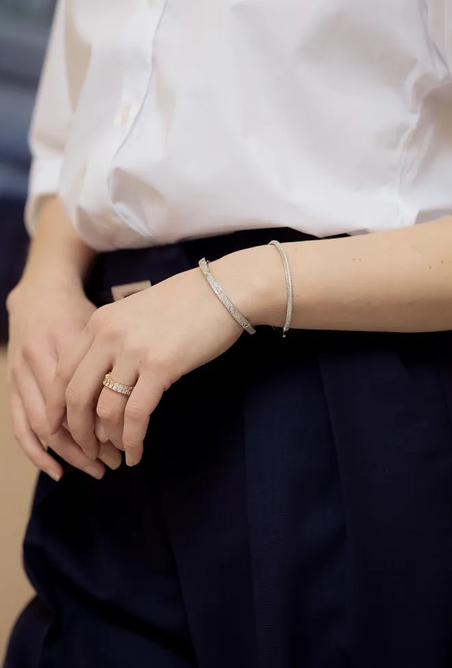 HiiL Studio Jewelry Solid Crystal Bangle Silver armbånd 3