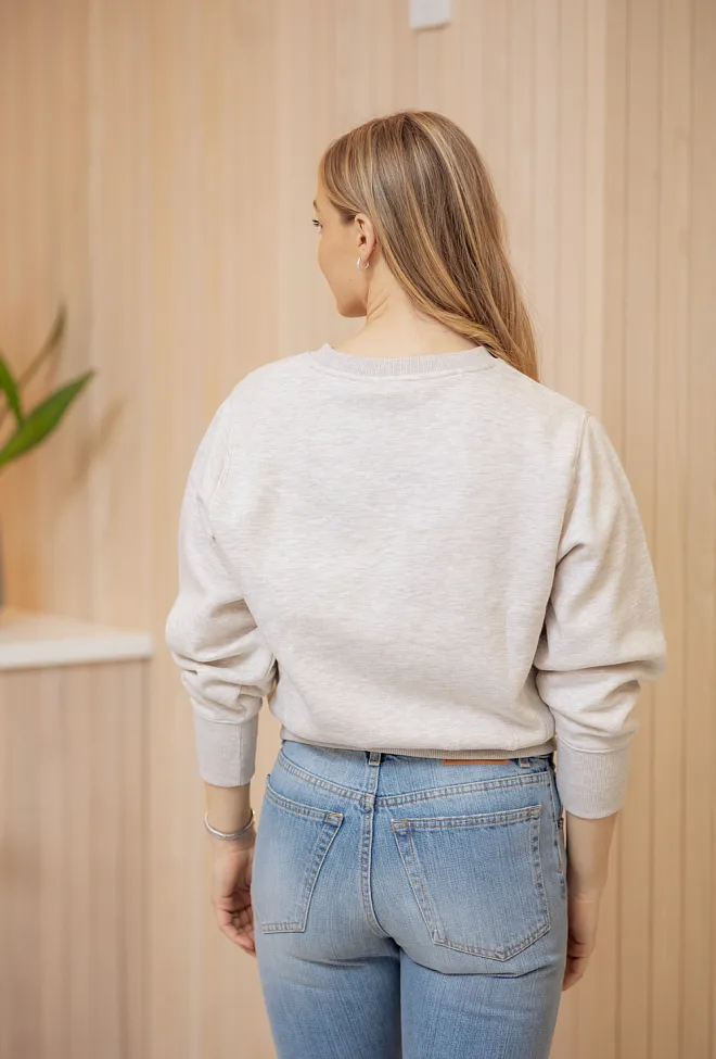 Anine Bing Harry Shrunken Sweatshirt LA Oatmeal Melange genser 5