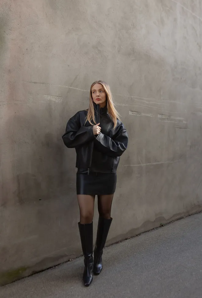 Remain Mini Leather Skirt Black miniskjørt skinnskjørt 6