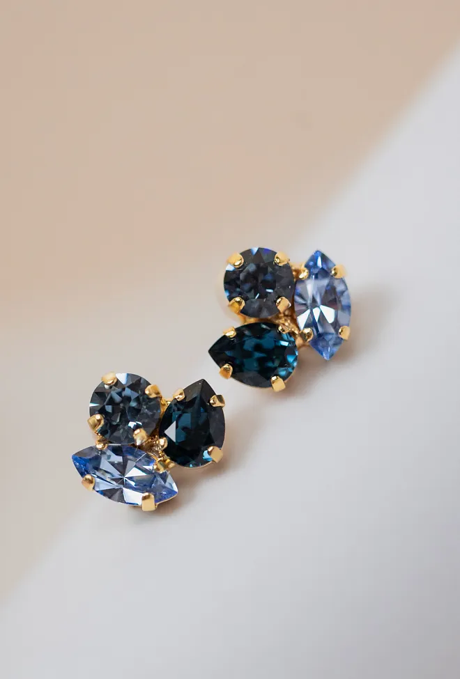 Caroline Svedbom Ana Earrings Gold Denim Blue Combo øredobber