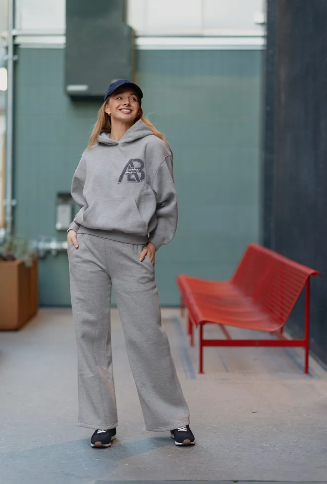 Anine Bing Jaci Hoodie Letterman Medium Heather Grey genser 2
