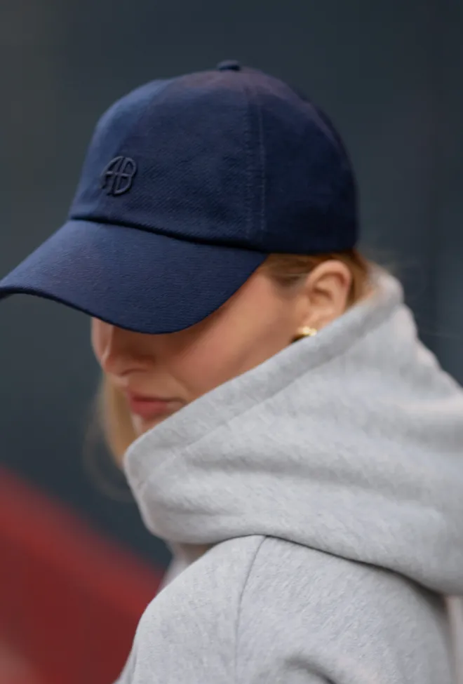 Anine Bing Jeremy Baseball Cap Navy Wool 