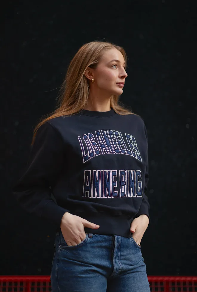 Anine Bing Harry Shrunken Sweatshirt Vintage Black genser 
