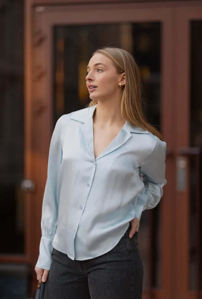Anine Bing Bethany Shirt Pale Blue skjorte bluse 