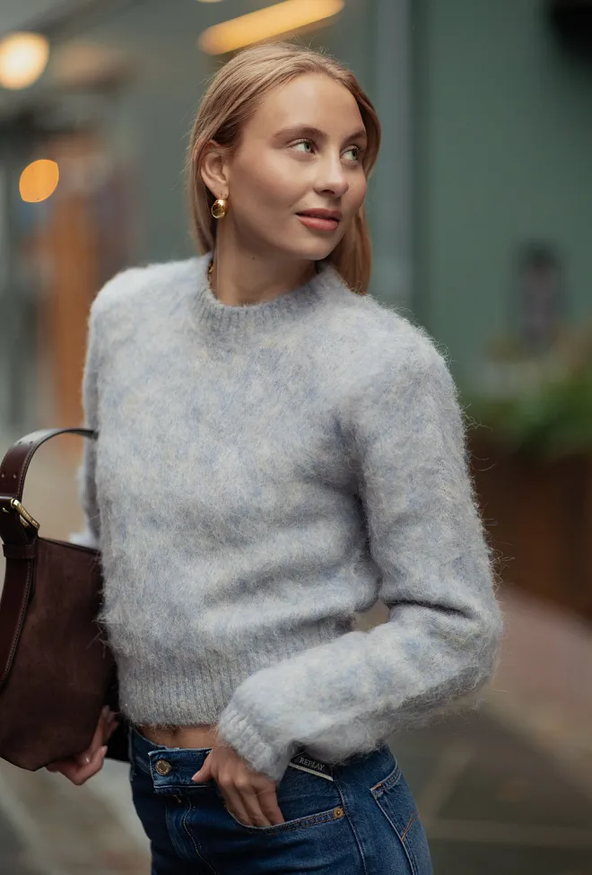 byTiMo Hairy Knit Sweater Sky Blue genser 3