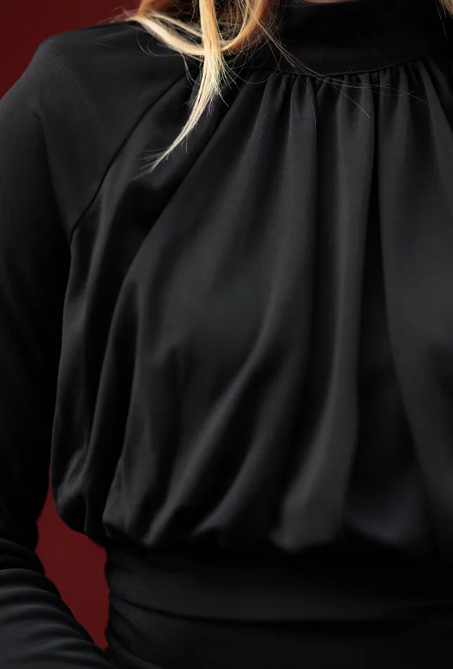 ROTATE Ruched Ls Top Black topp 8
