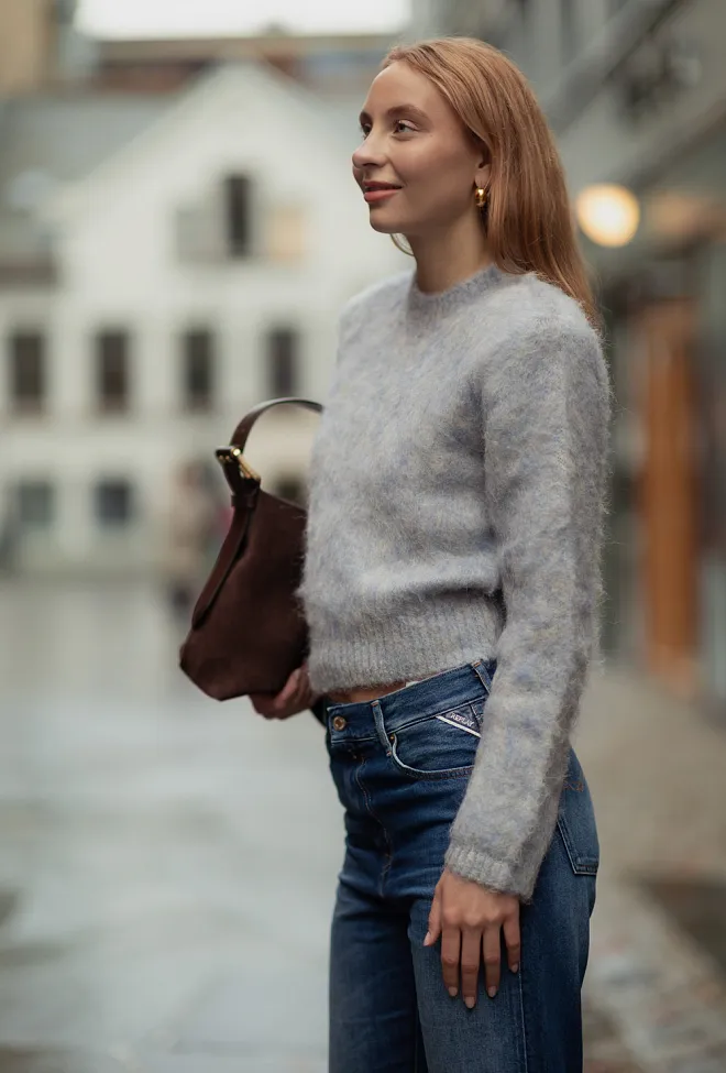 byTiMo Hairy Knit Sweater Sky Blue genser 6