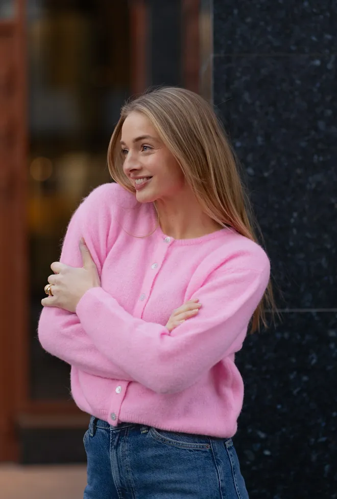 American Vintage Vitow Cardigan Pink Melange strikk 3